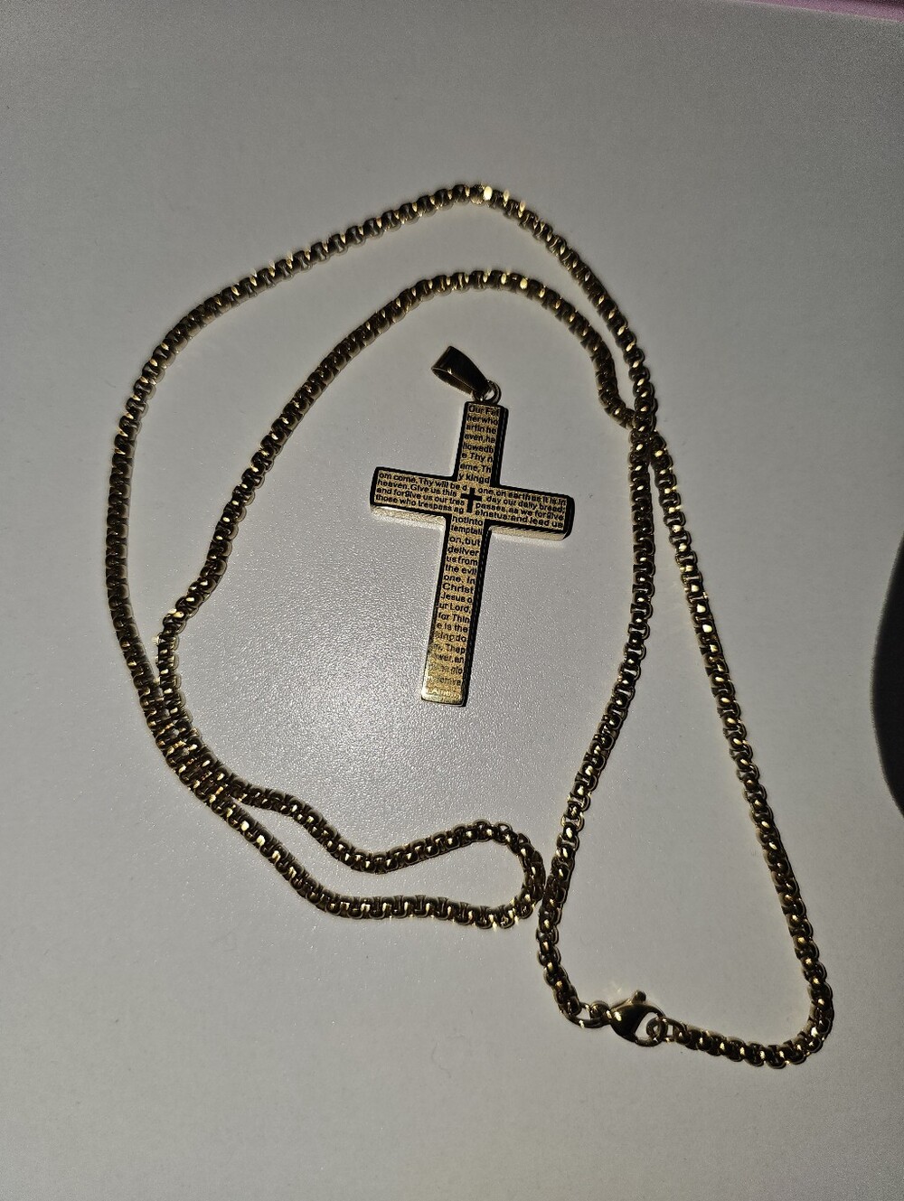 Gold Plated Cross Necklace Mens Lords Prayer New